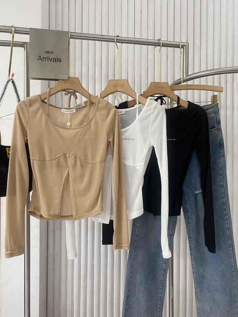MATINEE Halter Neck Long Sleeves Slits Tops